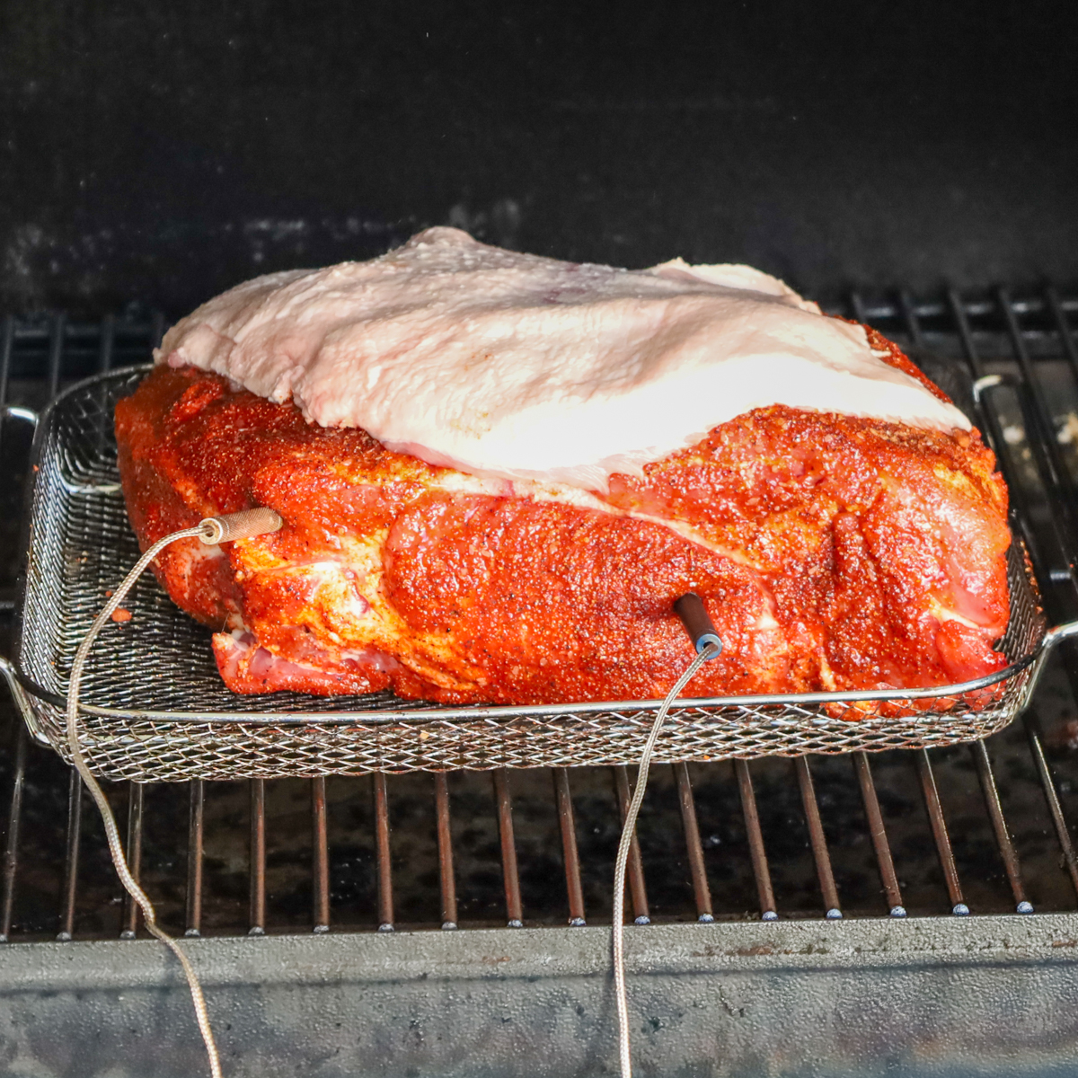 Boston butt with the removable fat cap on.