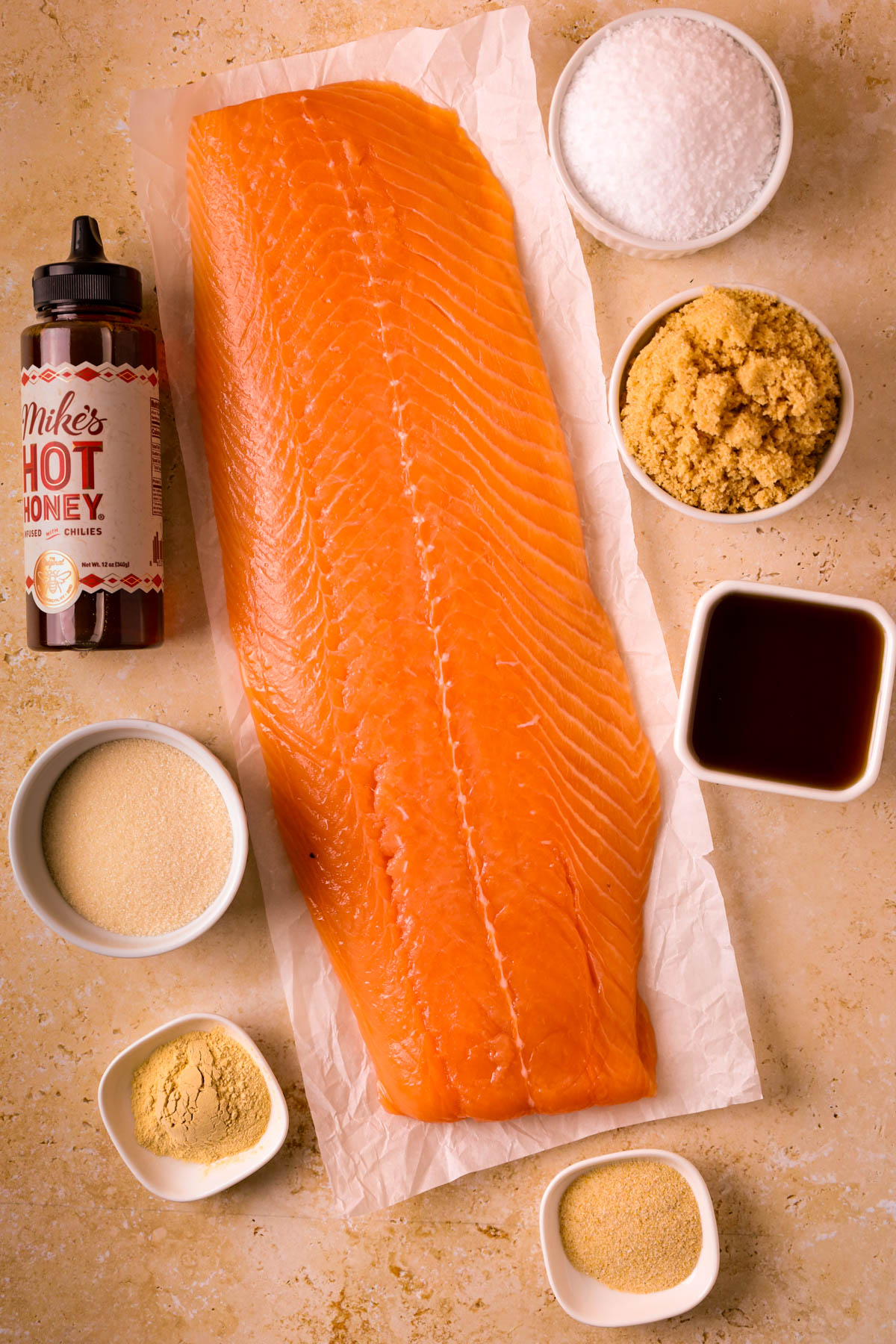 A beautiful salmon filet ready to be prepared.