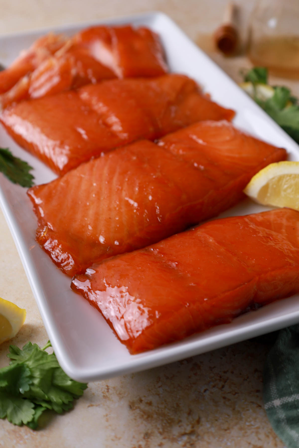 Perfectly glazed salmon.